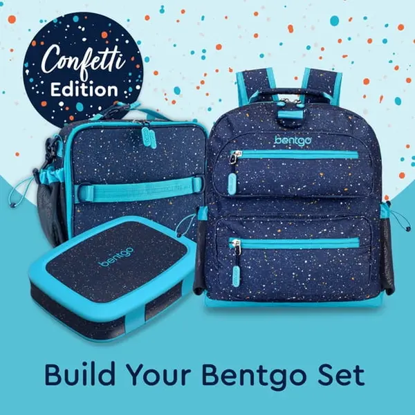 Bentgo Kids Backpack - Confetti Designed Lightweight 14” Backpack for School, Travel & Daycare - Roomy Interior, Durable & Water-Resistant Fabric & Loop for Lunch Bag