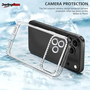 DarlingCase Clear Glitter Diamond Case for iPhone 17 Pro Max, Compatible with iPhone 11 12 13 14 15 16 17 Series (Pro / Pro Max / Plus), Straight Edge Bling Shiny Protective Cover with Full Protection