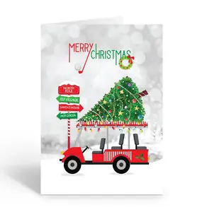 Stonehouse Collection Golf Christmas Card, Festive Golf Card Holiday Cards, Blank Inside – Includes 12 Cards and Envelopes – Made in the USA (Standard)