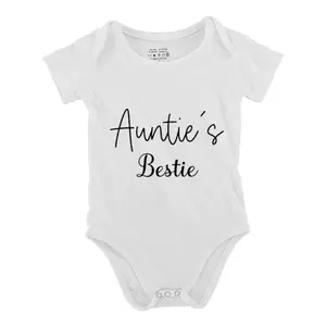 Auntie's Bestie Baby Bodysuit Funny Babys Short Sleeve Onesies Romper for Infant Newborn Boys Girls Soft Casual Outfit with Snap Closures for Easy Diaper Change