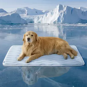 Bedsure Cooling Mat for Dogs - Thin Washable Pet Pad QMAX>0.4 Portable Kennel Bed Non-Slip Summer Crate Pad for Big Dogs Classic Design with Advanced Cooling Technology, dog ice mat