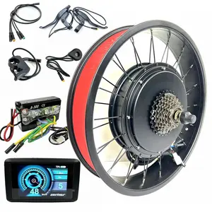 72V3000W Hub Motor Kit for Electric Bicycle 20x4.0 inch Rear Drive Fat Bike 175 Dropout with TFT Color Display Conversion Kit
