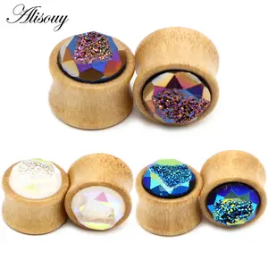 Alisouy 2pcs 8-25mm Bamboo Ear Expansion Plugs Tunnel Piercing Earrings Strechers Body Jewlery Fashion Gift For Unisex Women Men