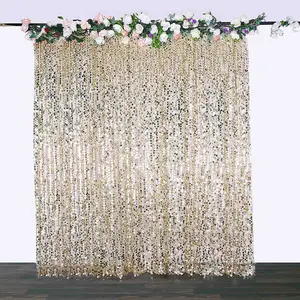 Champagne Big Payette Sequin Backdrop Drape Curtain, Photo Booth Event Divider Panel - 8ftx8ft