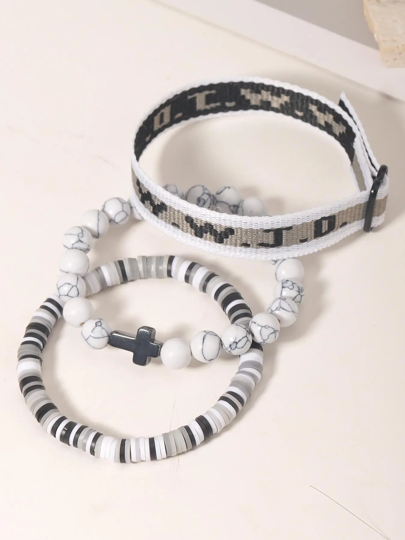 WWJD Beaded Bracelet, Fashionable Cross Charm Decor Bracelet for Women & Men, Trendy All-match & Exquisite Jewelry for Birthday Gift WWJD Beaded Bracelet, Fashionable Cross Charm Decor Bracelet for Women & Men, Trendy All-match & Exquisite Jewelry for Birthday Gift