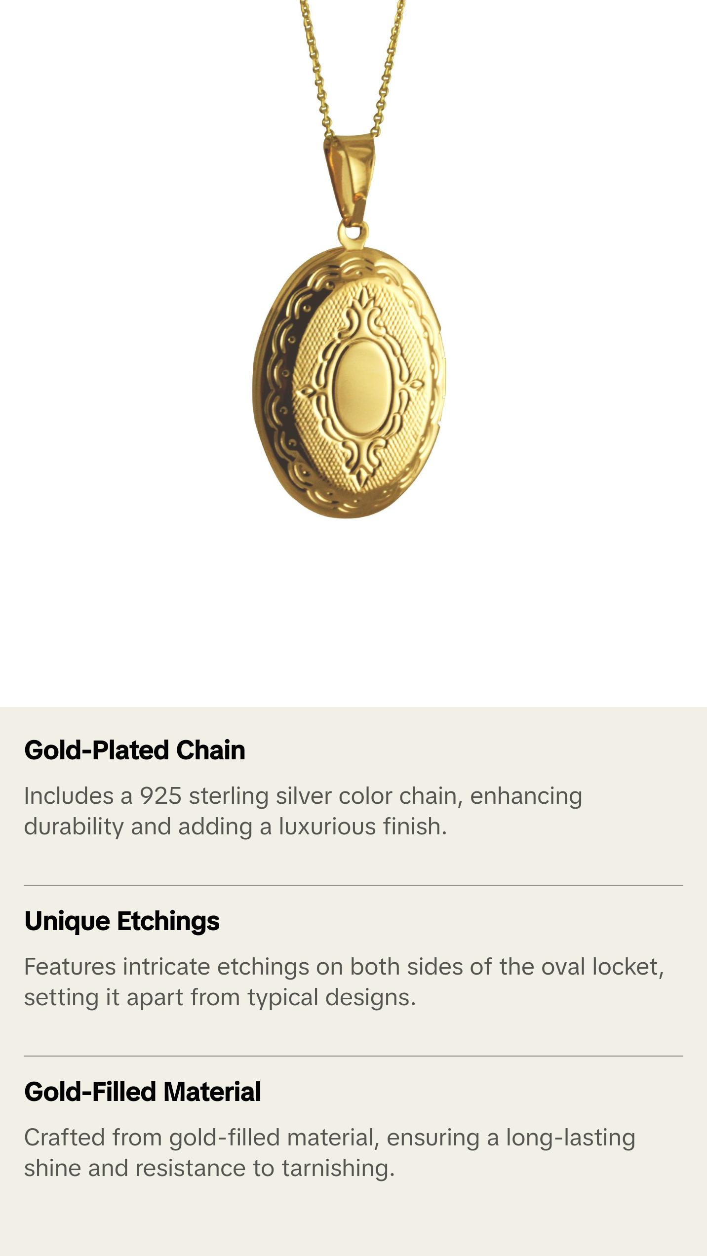 Gold Vintage Style Oval Locket Pendant