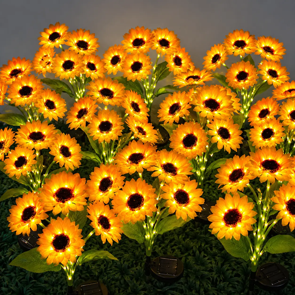 2/4 Solar Sunflower Garden Lights – Outdoor Courtyard Decoration Solar Garden Lights – Sunflower Solar Outdoor Lights for Valentine’s Day, courtyard, balcony, lawn, and pathway decoration; solar string lights, IP64 protection rating
