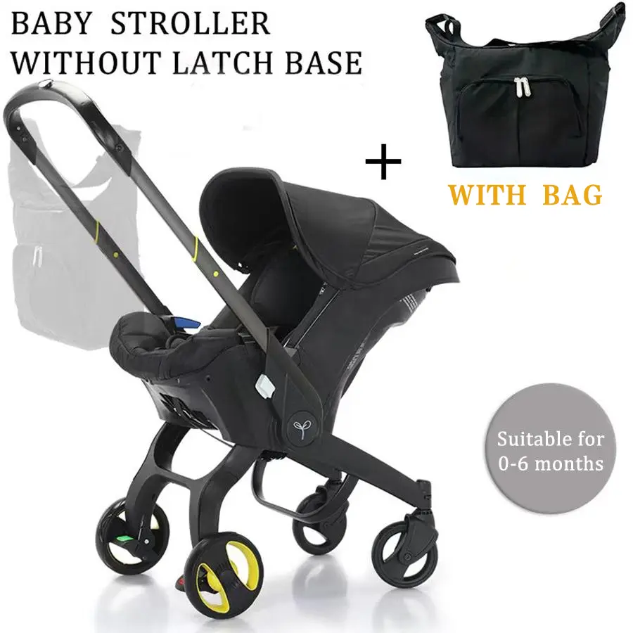 No latch base)Baby Stroller with Free Bag, 4 Wheels Foldable Newborn  Stroller, Equipped with Five