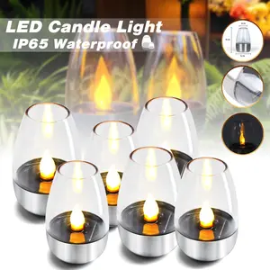 XTAUTO 6pcs Solar Power Tea Lights Outdoor Candle Flameless Flicker IP65 Waterproof  Candles with Dusk to Dawn Sensor for Lantern Garden Camping Party Home Decorations ultra  light  camping solar garden light Halloween LED   Lamp outdoor light