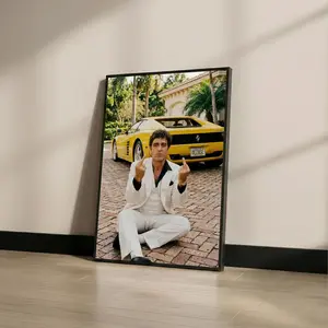 Tony Montana Scarface Poster Wall Art, Iconic Mafia Movie Scene Print, Luxury Gangster Decor, Classic Crime Film Art, Unframed Poster