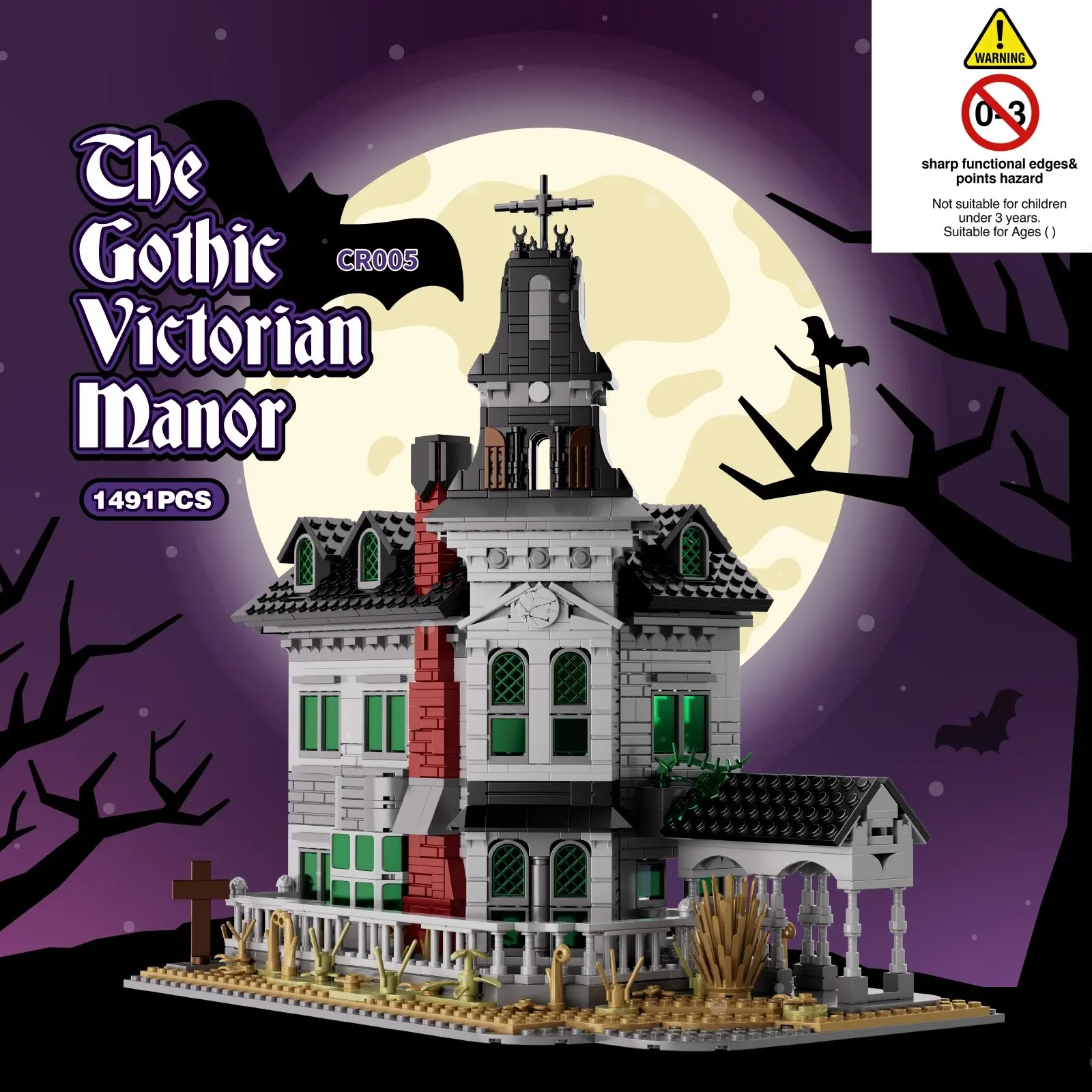 Gothic Victorian Haunted Manor Building Blocks Set - 1491PCS Spooky House Model with Exquisite Gift Box, Ideal Halloween & Collectible Gift, Diy Building Model