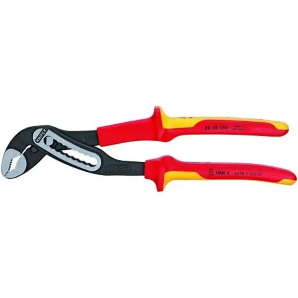 KNIPEX (88 08 250) 10 inches Alligator® Water Pump Pliers - 1000V Insulated, 9 adjustment positions, box-joint design, good access to workpiece, gripping surfaces with special hardened teeth, Steel, Self-Locking, Pipe Grip, Low Hand Force Required