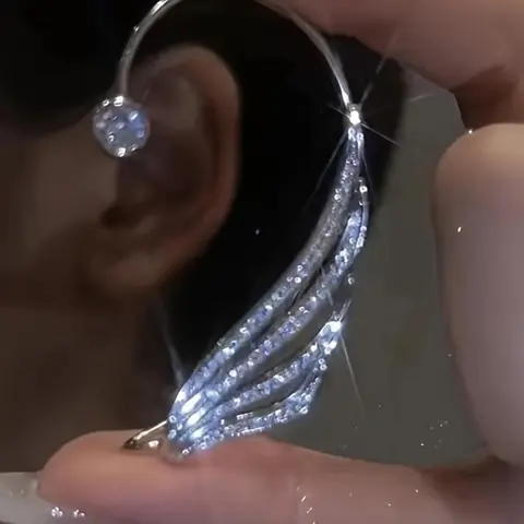 Rhinestone Wing Design Earring, Fashionable Ear Wrap, Ear Cuffs for Women & Girls for Party, Daily Clothing Decor, Trendy All-match & Exquisite Jewelry for Birthday Gift, Daily Wear Earrings, Dazzling Earrings, Earcuff