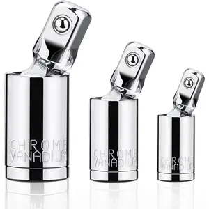 3 count Universal Joint Socket Set, 1/4" 3/8" 1/2" Drive Swivel Socket Adapter Set,  Chrome Vanadium Steel Universal Joint Socket Adapter Suitable for Narrow Spaces-