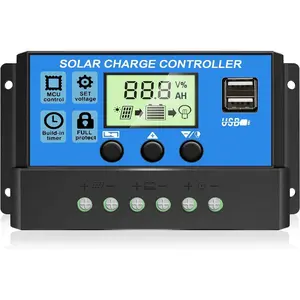 [Upgraded] 30A Solar Charge Controller 12V/24V Solar Panel Regulator with Adjustable LCD Display Dual USB Port Timer Setting PWM Auto Parameter