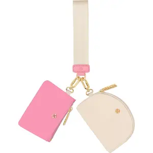 Wallet, Detachable Dual Pouch Wristlet Wallets for Women Men, Portable Mini Zip Around Small Wallet  Purse