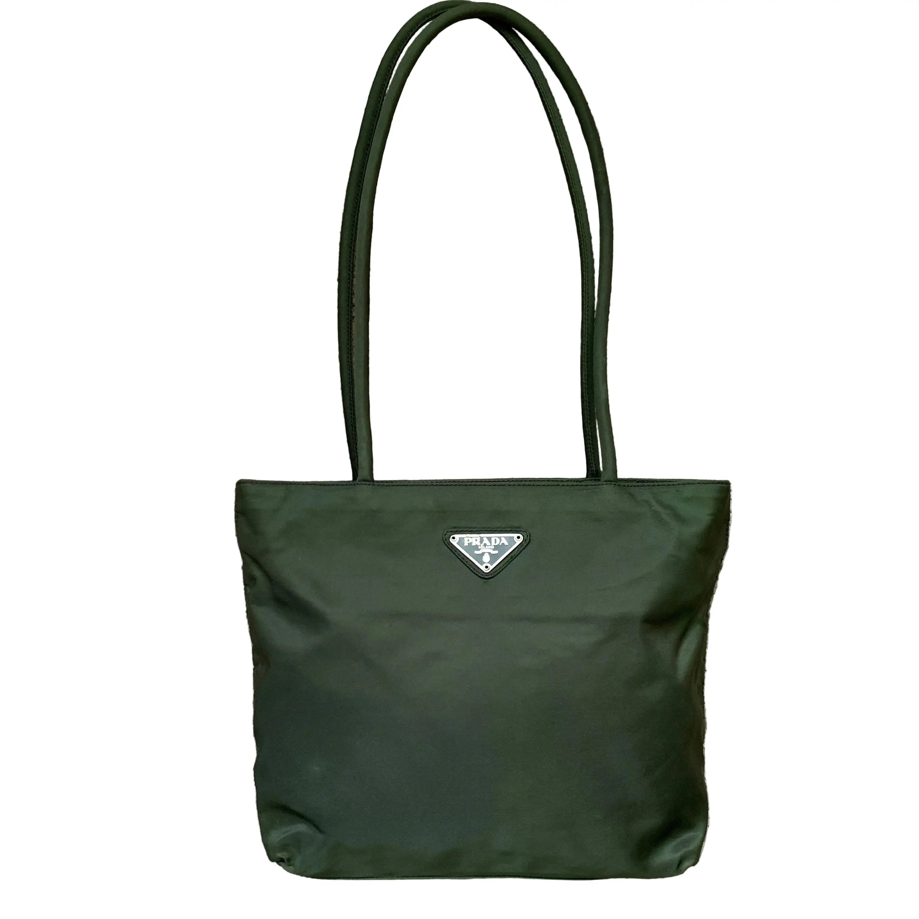 Pre-owned PRADA bag Shoulder Bags FINAL SALE NO RETURN NO CANCEL triangle logo green nylon tote shoulder Authentic with COA