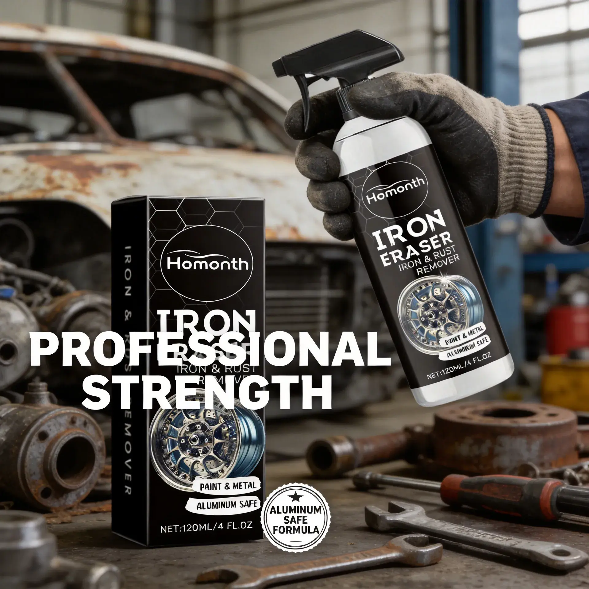 Iron Eraser Spray for Car Wheels and Paint Fast Acting Rust and Brake ...