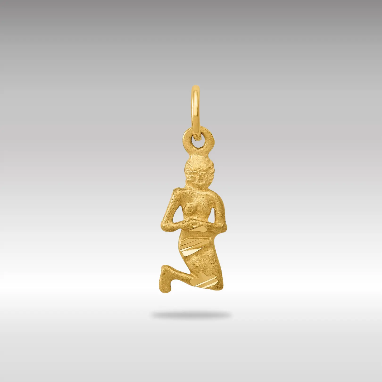 14K Gold Satin Diamond-cut Virgo Small Zodiac Charm - Model C481