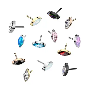 20G/18G/16G Marquise Threadless Flat Back Studs • Push Pin Labret • Flat Back Earring • Tragus Stud • Flat Back Upper Ear Stud • Helix Stud • Ear Cartilage Stud • Threadless Earring • Nose Stud • Implant Grade Titanium • Cubic Zirconia