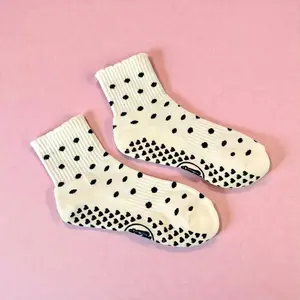 Polka Dot Pilates Grip Socks for Women | Non-Slip Studio Workout Socks