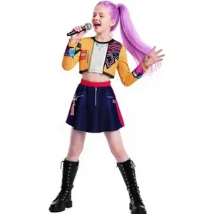 KPop Dance Costume for Girls 3-Piece Set | Christmas Concert and Party Outfit | Kids Cosplay Set with Music Theme | Ages 3-14