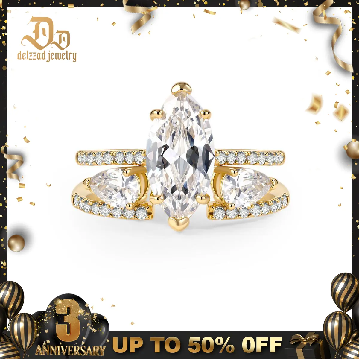 Delzzad The Infinite Rift Ring Unique Insert Engagement Wedding Ring Set Zirconia Jewelry S925 Sterling Silver Band Perfect Birthday Engagement Wedding Anniversary Christmas Valentine's Day Mother's Day Gift