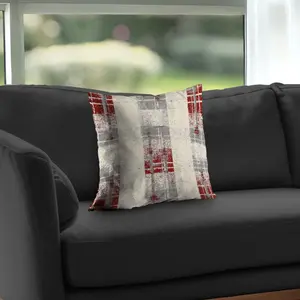 360 Stand 16x16 in. Grunge Red Pattern Throw Pillow - Bold Look, White Poly Twill Weave Insert, Aesthetic Standard Pillows