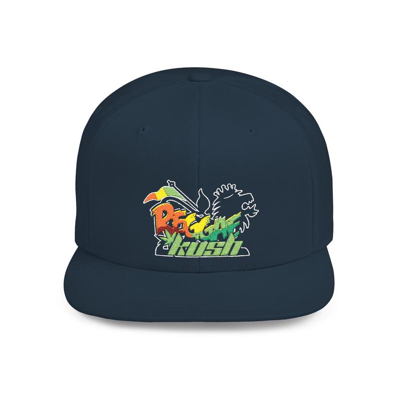 Reggae Kush Vibrant Flat Bill Snapback Hat Classic Green Undervisor Unisex Adjustable Plastic Snap Closure 80% Acrylic 20% Wool Timeless Style for Adults