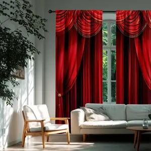 2pcs Wine Velvet Curtains, Home Decoration Curtain, Vintage Luxury High Light Blocking Fabric, Home Decor for Living Room & Bedroom, Eco-Friendly & Durable