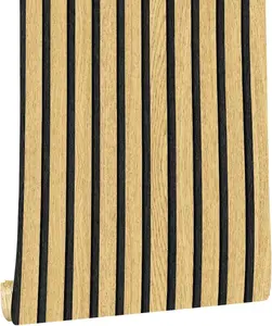 Modern Wood A Slat Peel & Stick Wallpaper 17.3"x118" – Waterproof PVC Faux Wood Stripe Contact Paper for Wall & Furniture Makeover