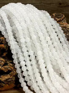 Natural Stone Moonstone Beads 4/6/8mm Crystal Beaded Round Quartz Loose Beads for Jewelry Making, DIY Bracelet Necklace Phone Pendant, 15 Inch