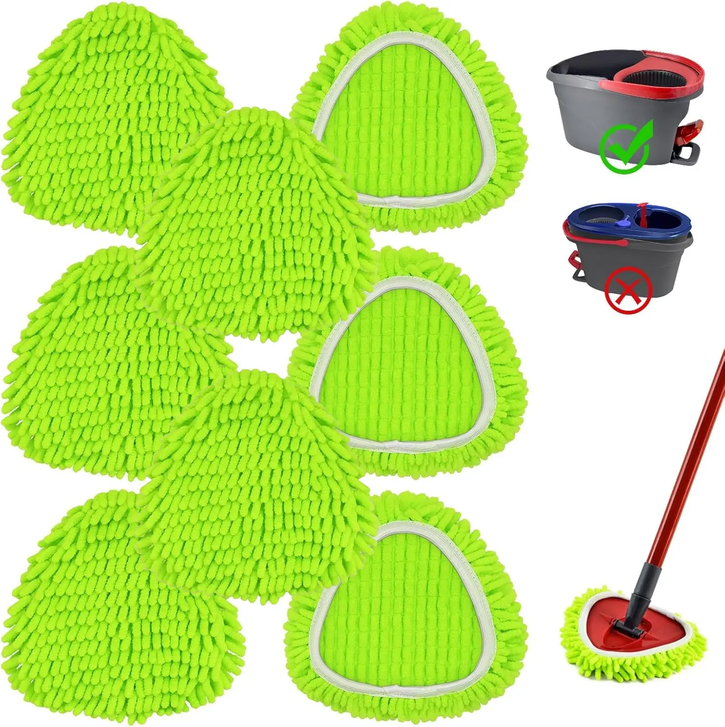 8 Pack Mop Head Replacement Compatiable with Ocedar EasyWring Mop,Mop Heads Refill for Easywring Spin Mop 1 Tank System - Microfiber Chenille, Easy to Replace,Deep Floor Cleaning and Machine Washable