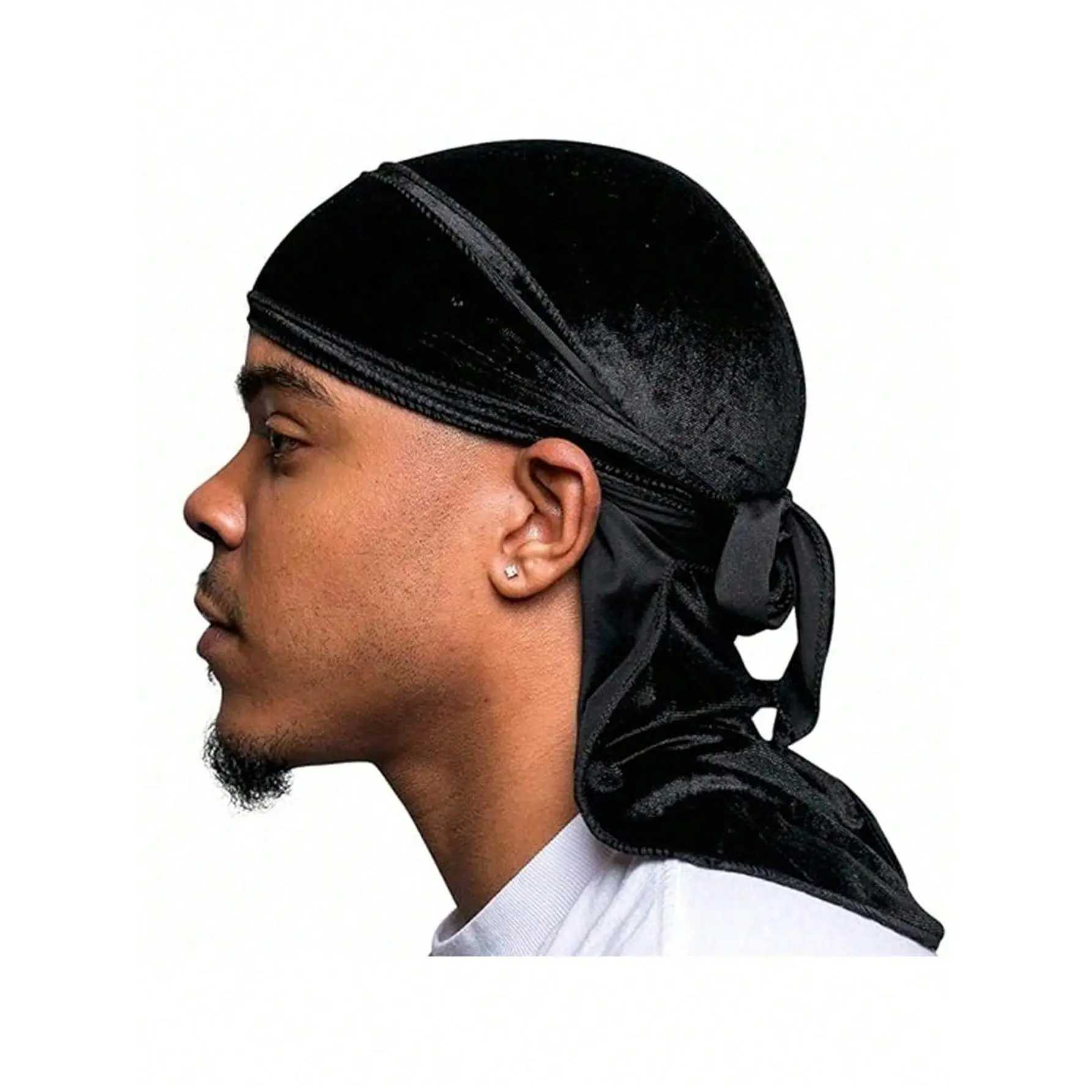 Unisex Polyester Basic Solid Velvet Elastic Bandana Durag - 1pc Adult All-Seasons Fashion Accessory, Breathable Simple Casual Headwrap for Hip Hop Waves, Sports Use, Daily Wear, Plain, Pirate Hat, A