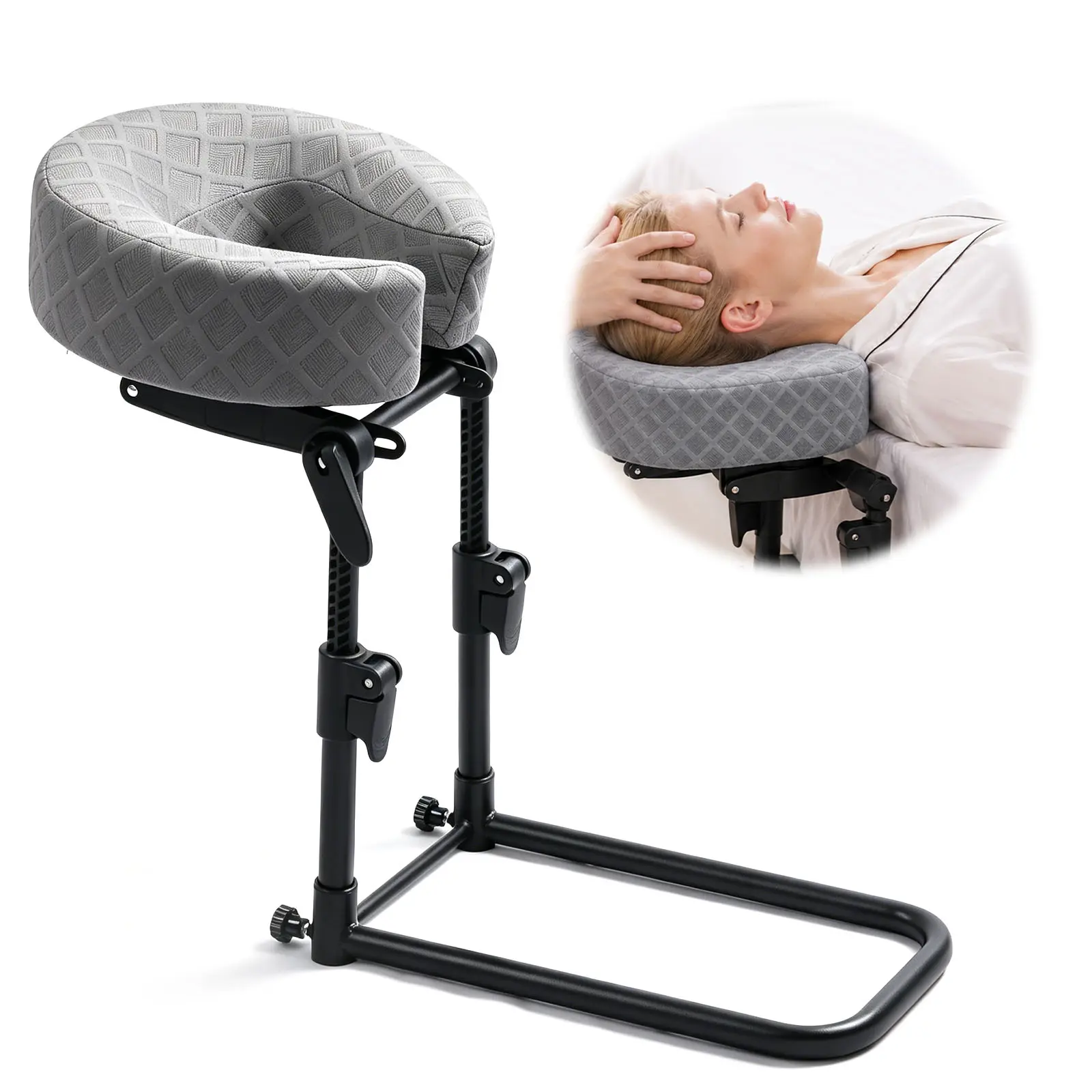 Massage Headrest for Bed, Massage Face Cradle at Home, Adjustable 18" Height Massage Head Holder for Sleeping Mattress, Comfortable Face Down Pillow with  Storage Bag After Eye Surgery