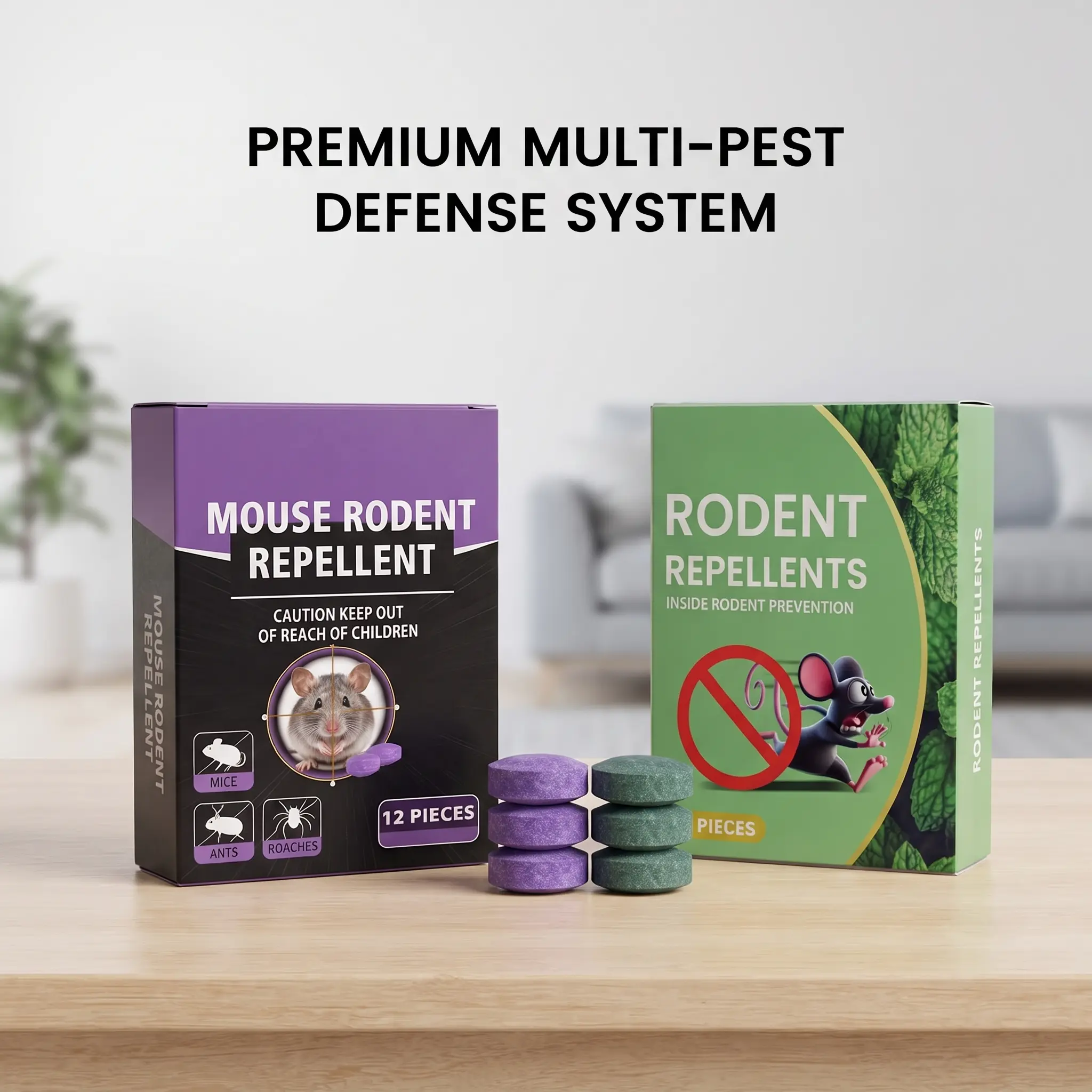 12-Pcs Mint Scent Multi-Pest Repellent Pellets, Mouse Roach Ant Control & Prevention for Home Indoor Domestic Use