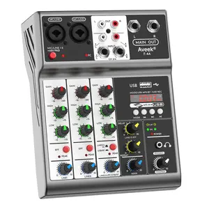 Aveek Professional Audio Mixer - Sound Board Mixing Console With 4 Channel Digital USB Echo Delay Effect, Input 48V Phantom Power Stereo DJ Mixers - For Musicians, DJs, Podcasters & Streamers - Ideal for Recording, Live Streaming & Podcasting
