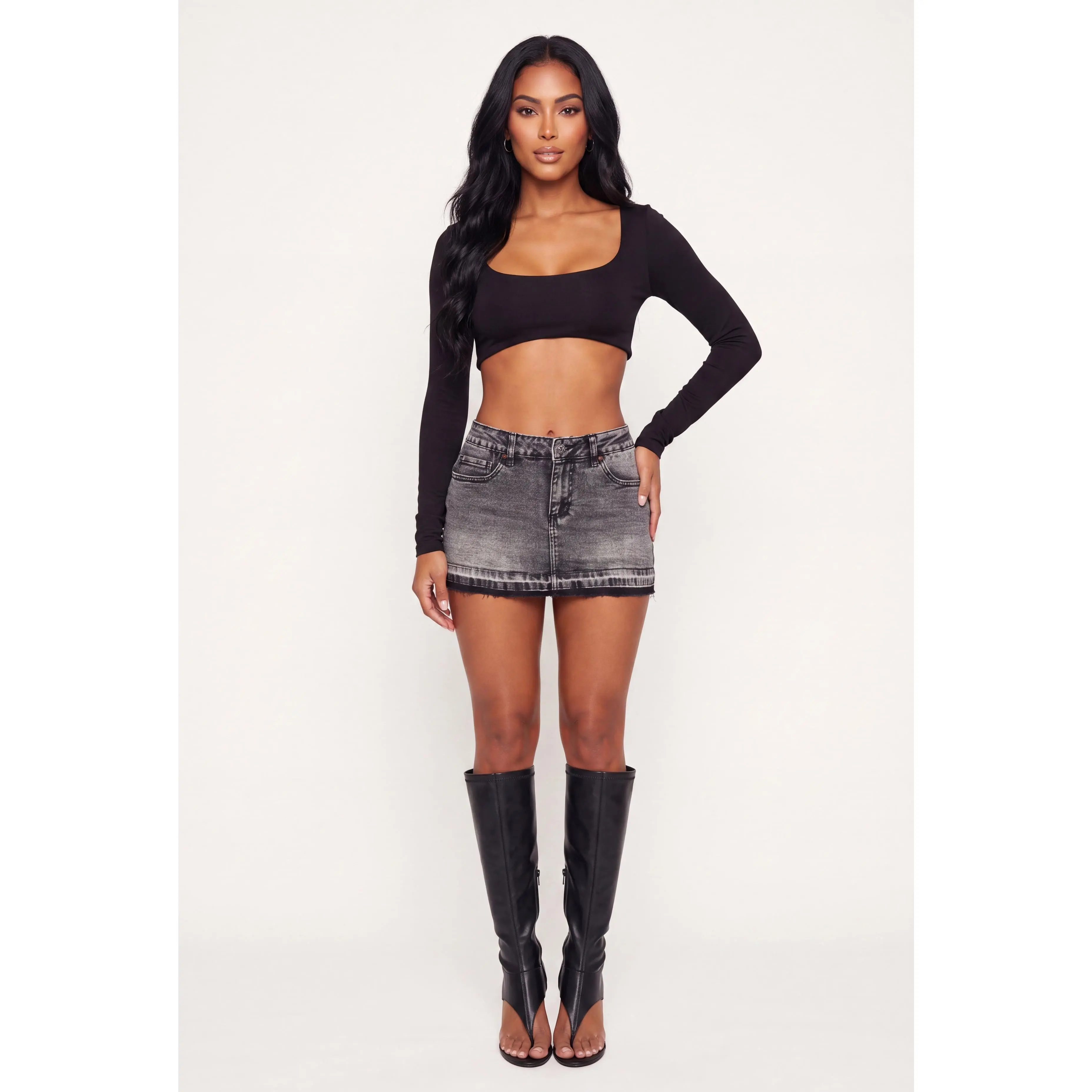 Seamless Long Sleeve Caged Back Crop Top