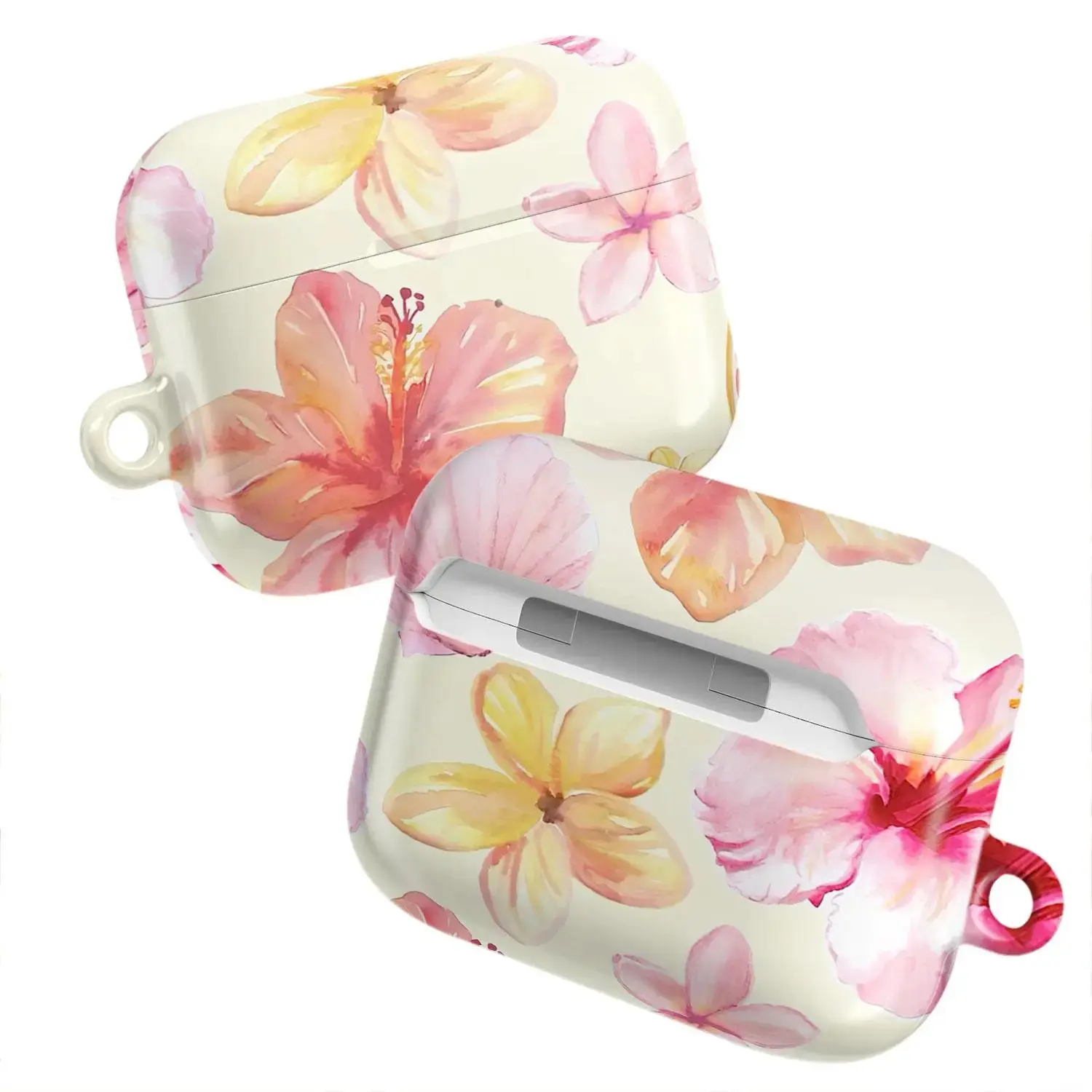 Y2K Tropical Hibiscus AirPods Case for AirPods 1 2 3 4, AirPods Pro 1 2 3, Pink Hawaiian Flower Aesthetic Earbuds Cover Summer Beach Protective Case
