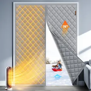Thermal Insulated Door Curtain Fits Door Size 72" x 80", Oxford Cloth   Sliding Entrance Insulation, Thicken  Winter Entrance Cover to Keep Cold Out, Gray