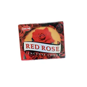 Faiza Naturals Red Rose Incense Cones, smoke cleansing, positive energy, natural, organic, holistic wellness, spirituality, astrology, 4 pieces incense cones packaged, floral scent, fragrance, aroma, aromatherapy, meditation, yoga