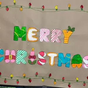 Hand-painted Paper Banners for Any Occasion Custom Sizes Color Palettes and Themes Christmas Design with Festive Lights and Bow