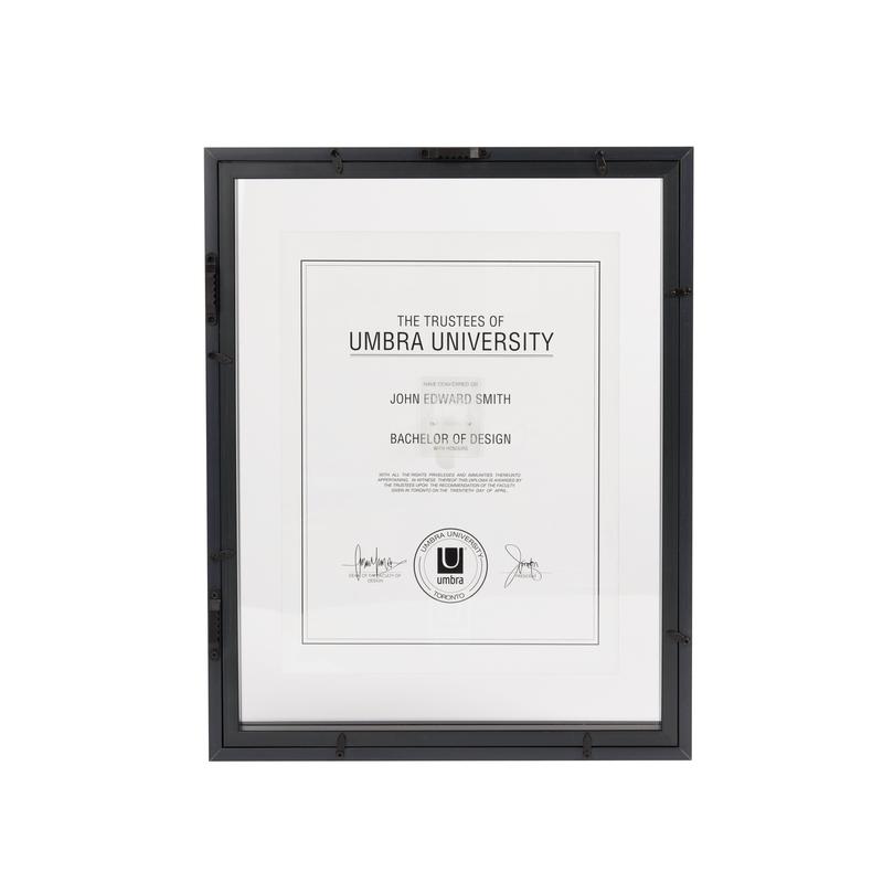 Umbra Document Floating Picture Frame - Modern Black Frame for Certificates, Awards, and Photos - 11 x 14 Inch Decor Photo Wall Artwork