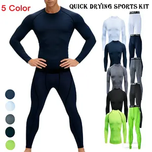 Men's Quick drying Underwear Set, Underwear Long Stretch Tight Sports Set, Outdoor Running, High Elasticity,Comfortable fabric