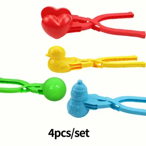 4-Piece Snowball Maker Set, Handheld Snow Clip Toy with Non-Slip Handle, Indoor Outdoor Winter Game Tool, Fun Snow Battle Kit