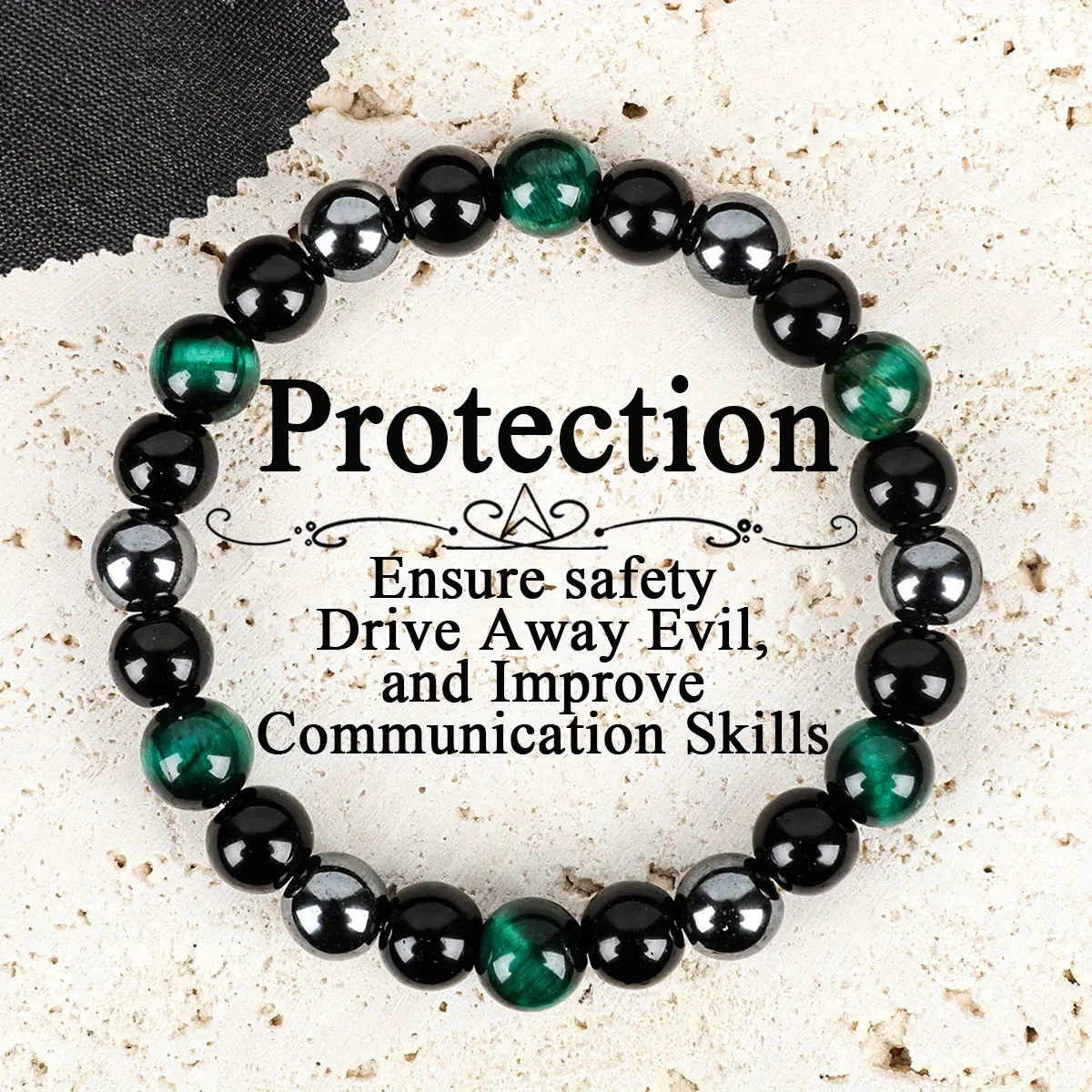 GADASLUY Handmade Beaded Bracelet with Natural Sea Sediment Beads & Aura Quartz Stone, Stackable Unisex Casual Jewelry for Couples, Father's Day, Gift For Father's Day, Casual Couple Jewelry, Crystal, Beaded Bracelet Set, Bohemian