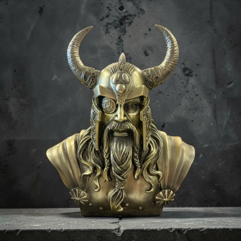 Norse God Odin Bust 9" X 5.5" X 12" Cold Cast Resin Statue for Home Decor and Collectors