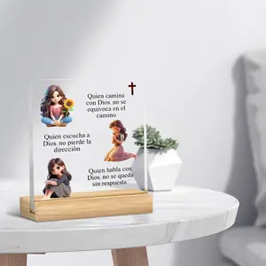 Christian Acrylic Plaque, Inspirational Bible Quote Desk Decor, Jesus Home Accessory, Gift for Women, Desk Decor for Prayer Room & Office, Signs, Wooden Home Sign