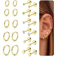 Gold Tone-Ball&CZ&Dot&Hoops