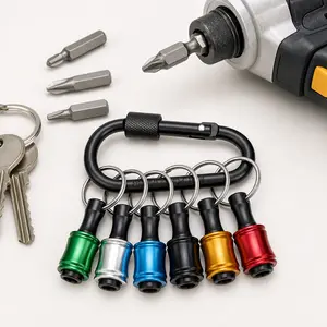 6Pcs Aluminum 1/4" Hex Bit Holder Keychain, Quick Release Screwdriver Bit Extension for Impact Driver